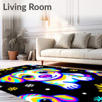Cute Puppy Rainbow Snowflakes Rug