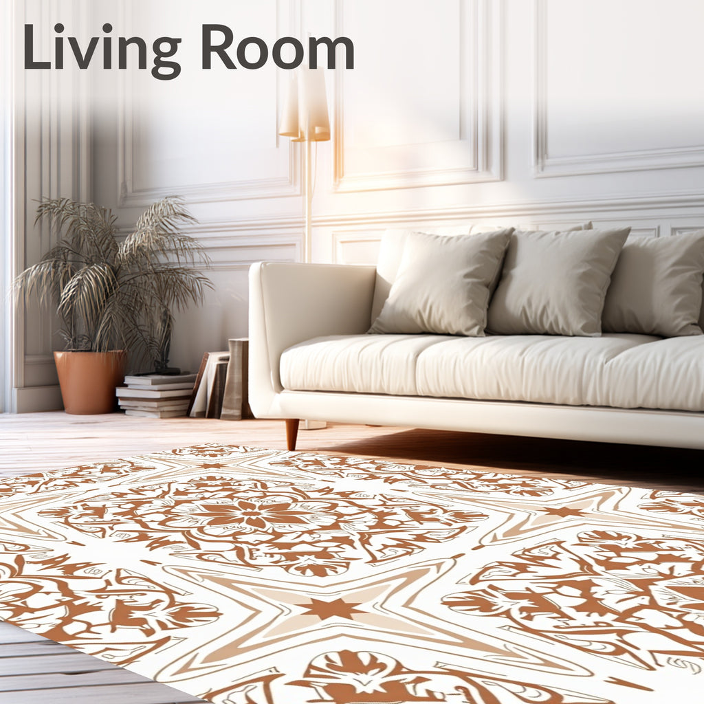 Terracotta Floral Medallion Star Rug