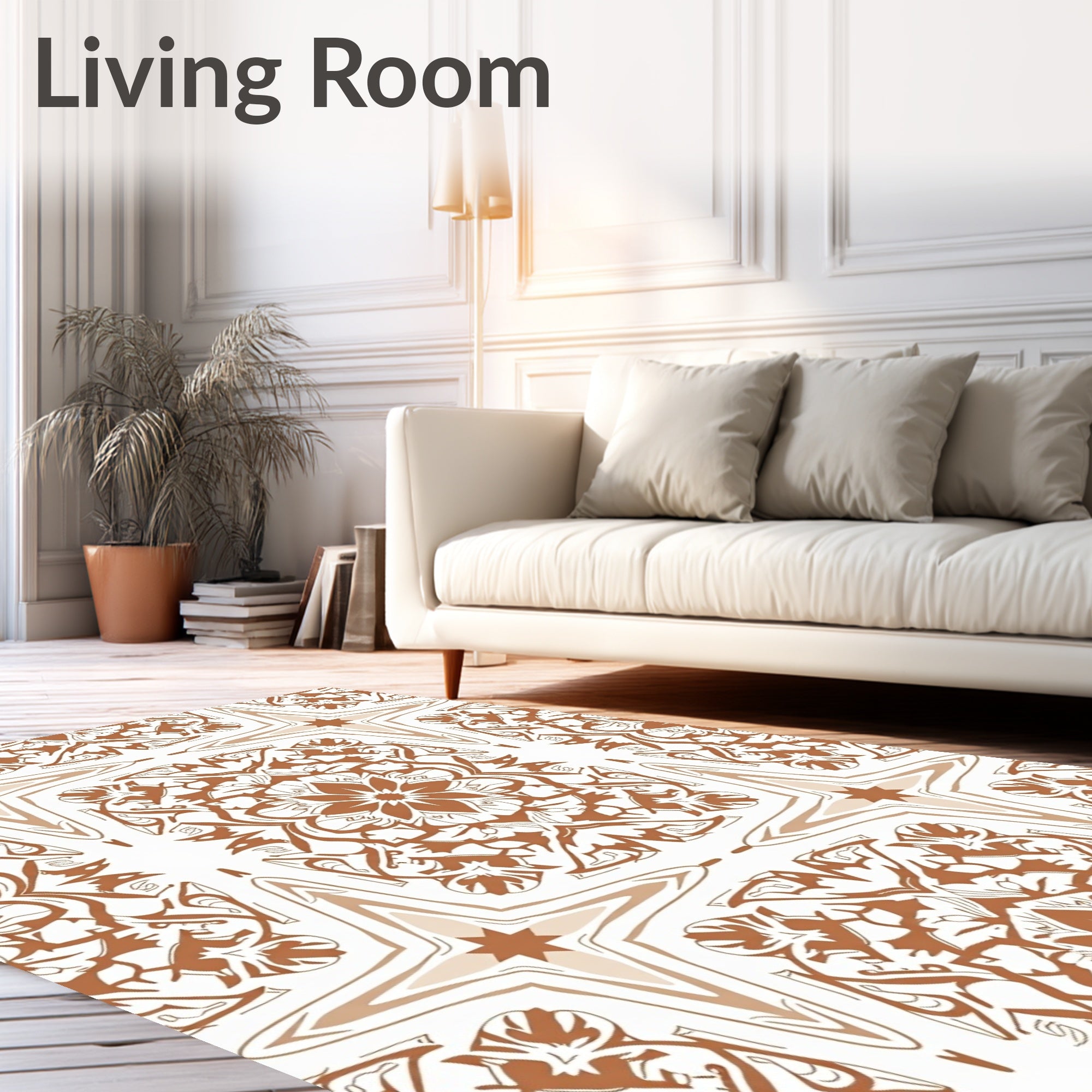 Terracotta Floral Medallion Star Rug