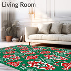 Emerald Red White Repeating Medallion Rug