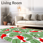 Bright Red Cardinals Green Pine Branches Rug