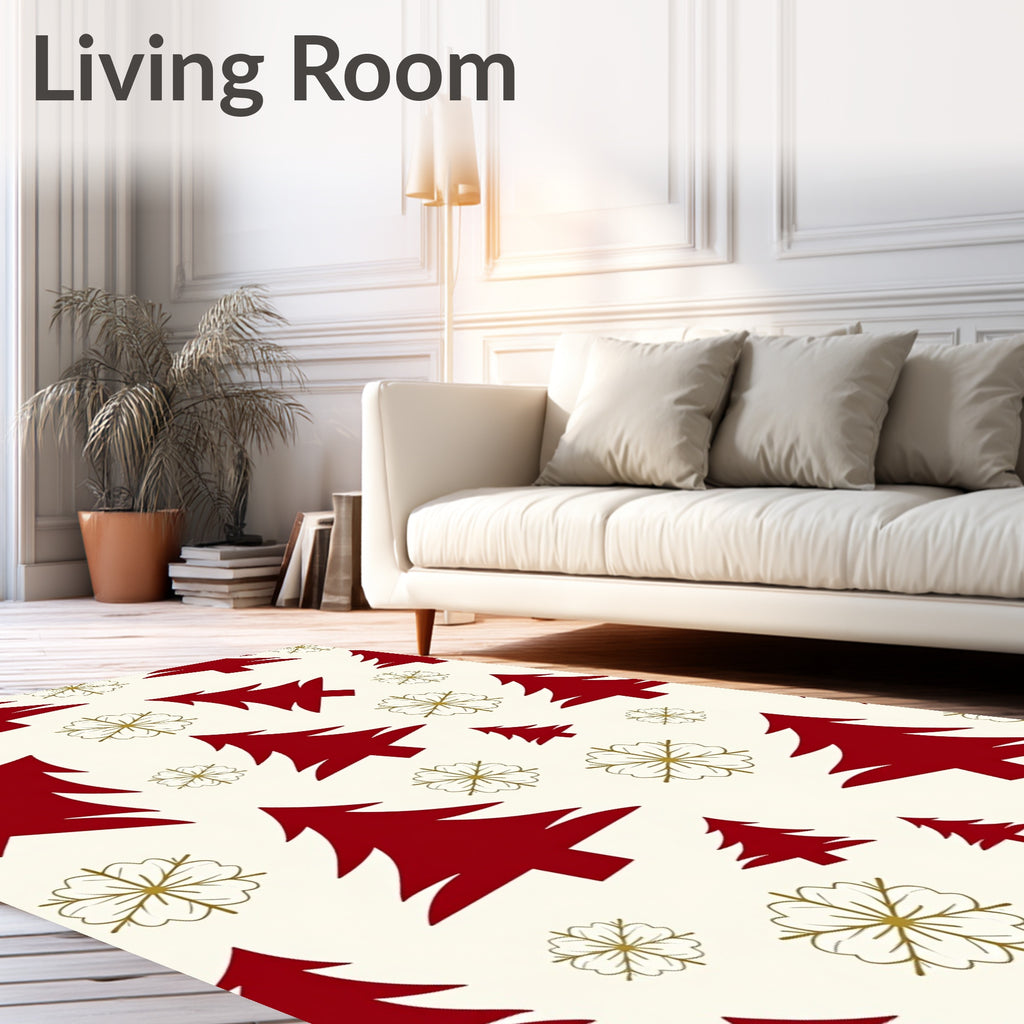 Crimson Pineflakes Scattered Arrangement Rug