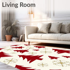 Crimson Pineflakes Scattered Arrangement Rug