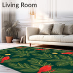 Crimson Birds Evergreen Holiday Garland Rug