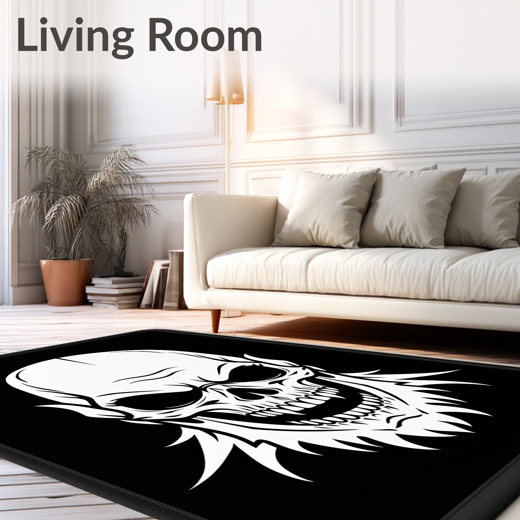 Monochromatic Skeleton Face Horror Rug