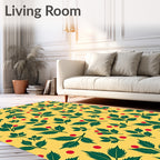 Yellow Red Green Leafy Branch Rug