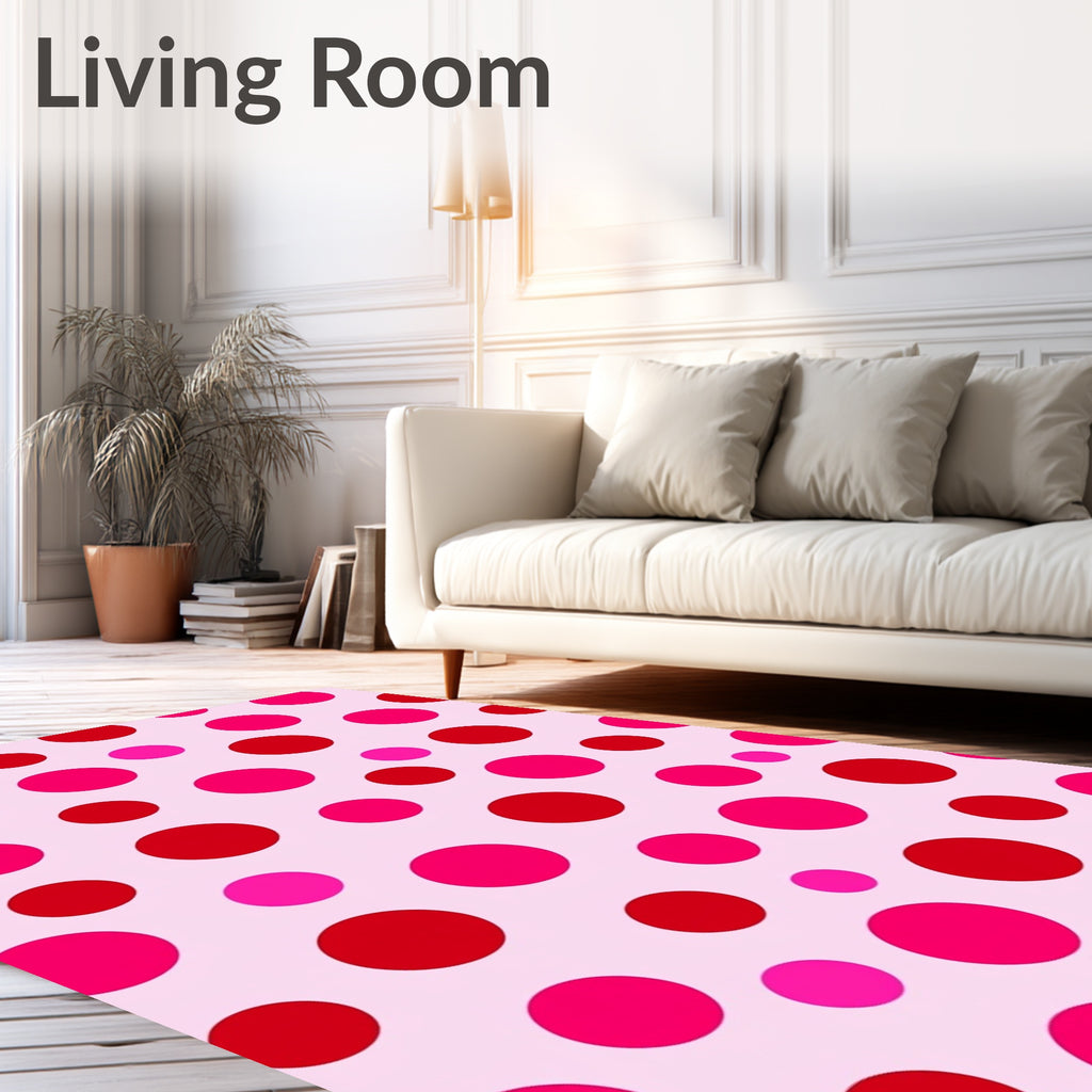 Pink Red Polka Dot Spot Rug