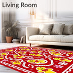 Holiday Gingerbread Man Snowflake Red Rug