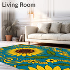 Teal Sunflower Medallion Swirl Rug