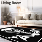 Monochromatic Fierce Skull Bat Wings Rug
