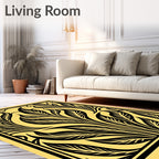Black Leafy Flourish Art Deco Rug