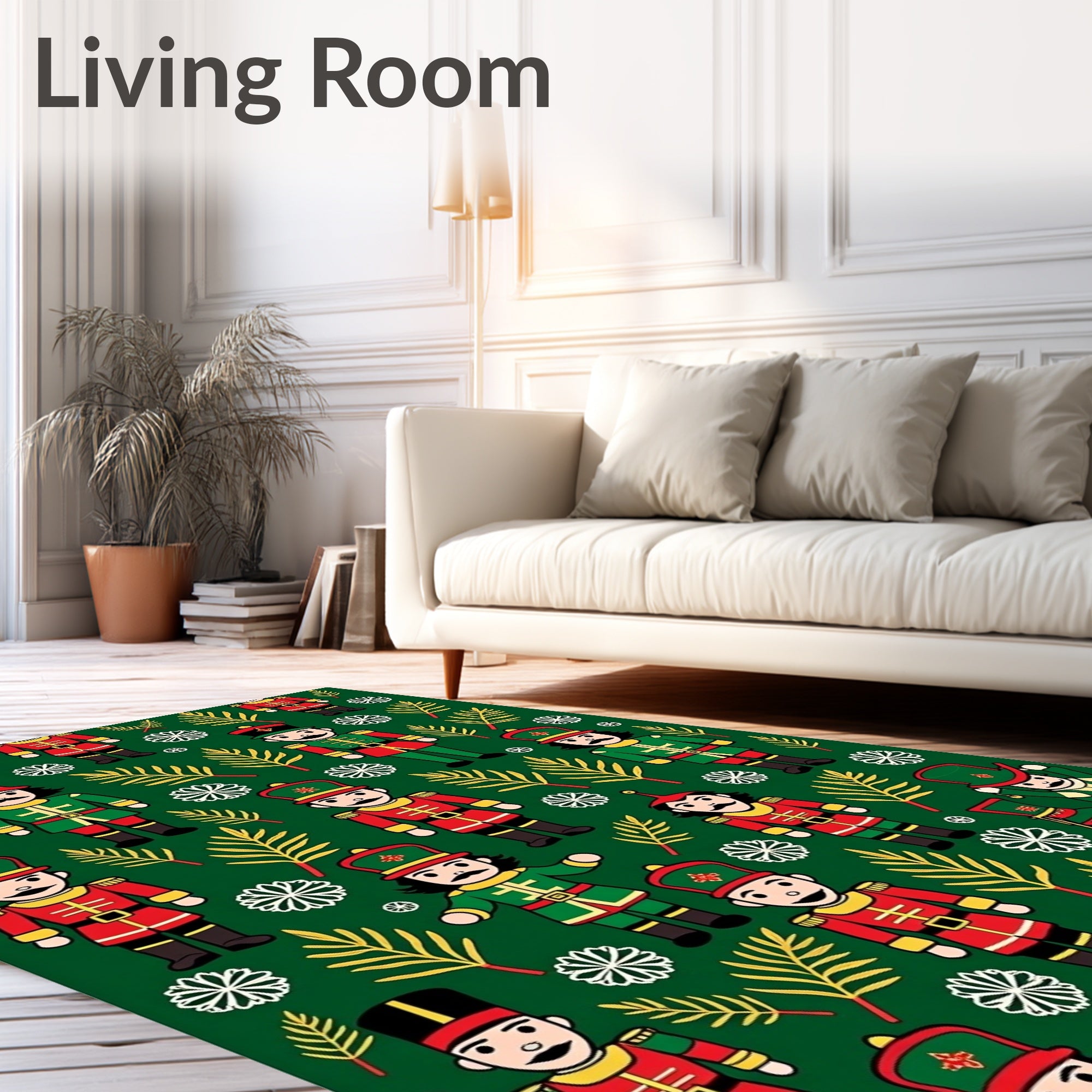 Festive Nutcracker Soldier Emerald Garden Rug