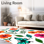 Bright Floral Butterfly Garden Vibe Rug
