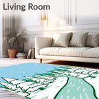 Winter Forest Snowfall Stream Rug