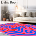 Vibrant Pink Blue Red Swirl Rug