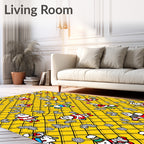 Yellow Whimsical Christmas Character Plaid Rug