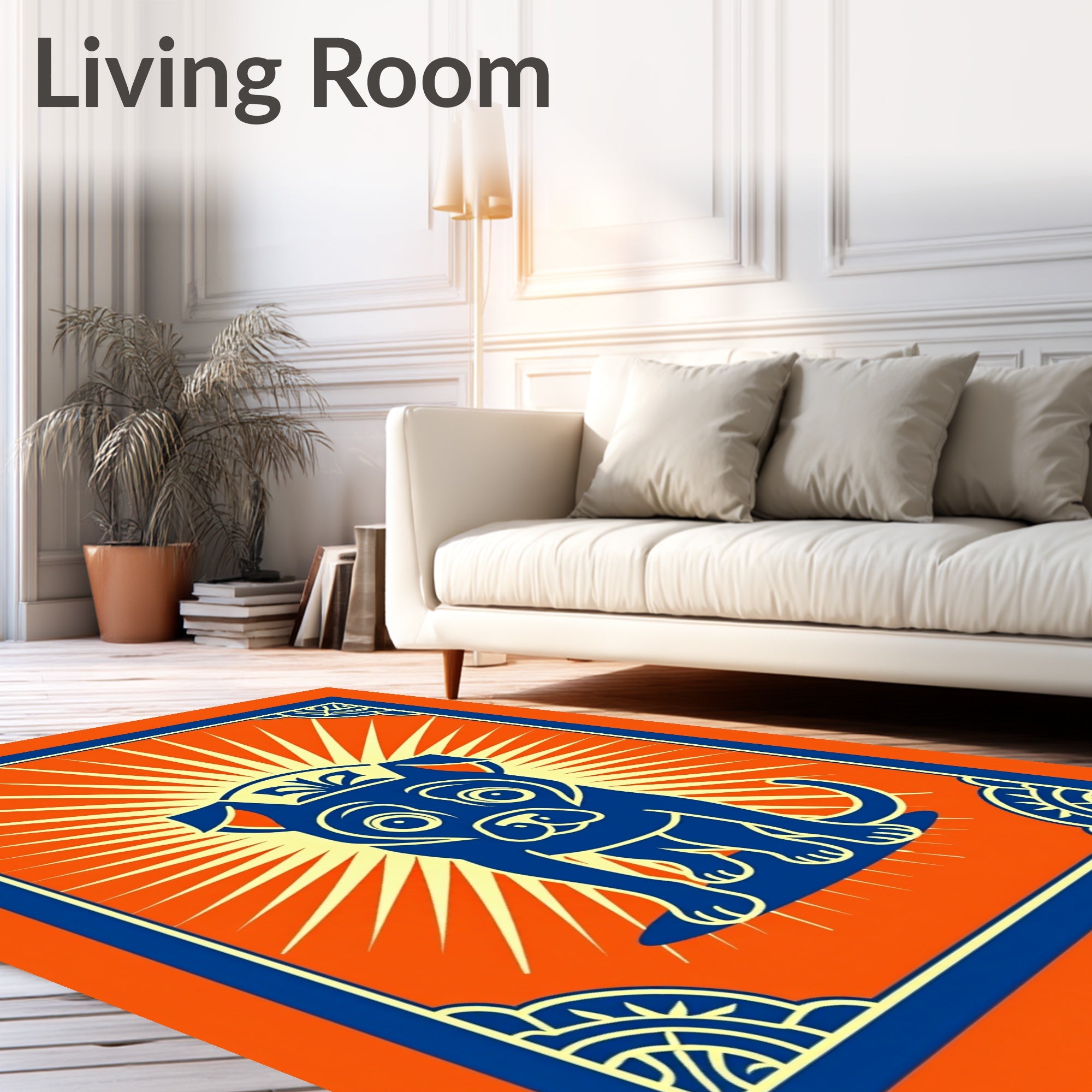 Bold Blue Dog Burst Rug