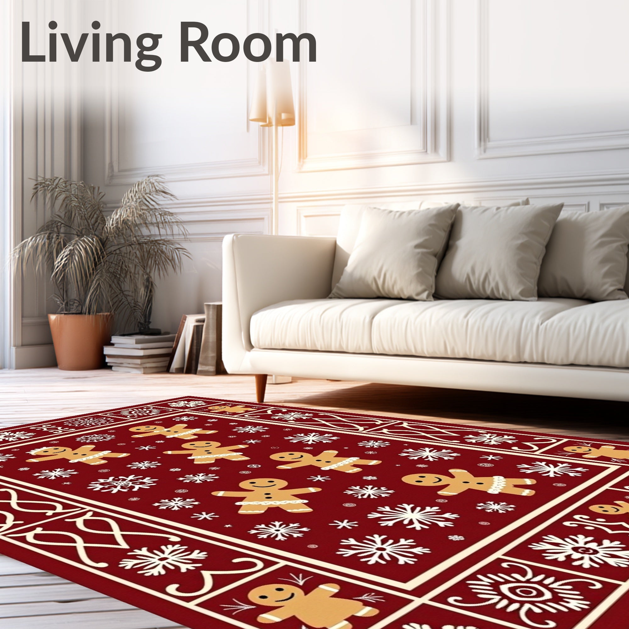 Festive Gingerbread Snowflake Medallion Rug