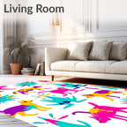 Vibrant Pink Yellow Purple Animal Burst Rug