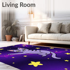 Purple Cat Amongst Yellow Stars Rug