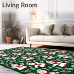 Festive Red Scarf Snowmen Holiday Rug
