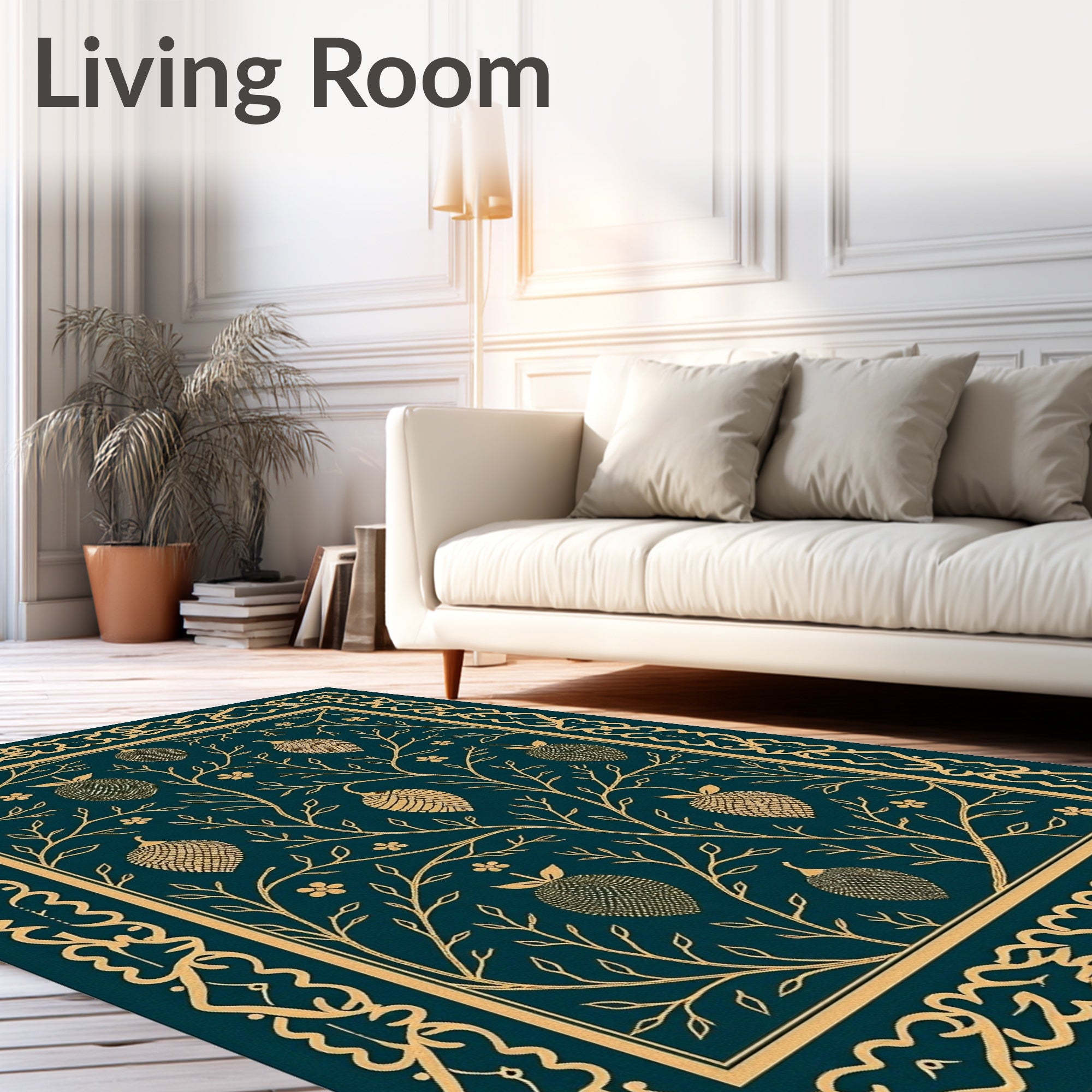 Golden Strawberry Botanical Vine Rug