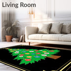 Festive Green Christmas Tree Ornaments Rug
