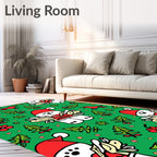 Whimsical Red Birds Christmas Trees Rug