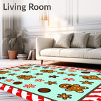 Gingerbread Men Red White Candy Cane Rug