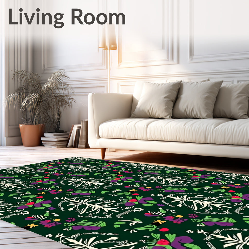 White Tree Floral Folk Art Rug