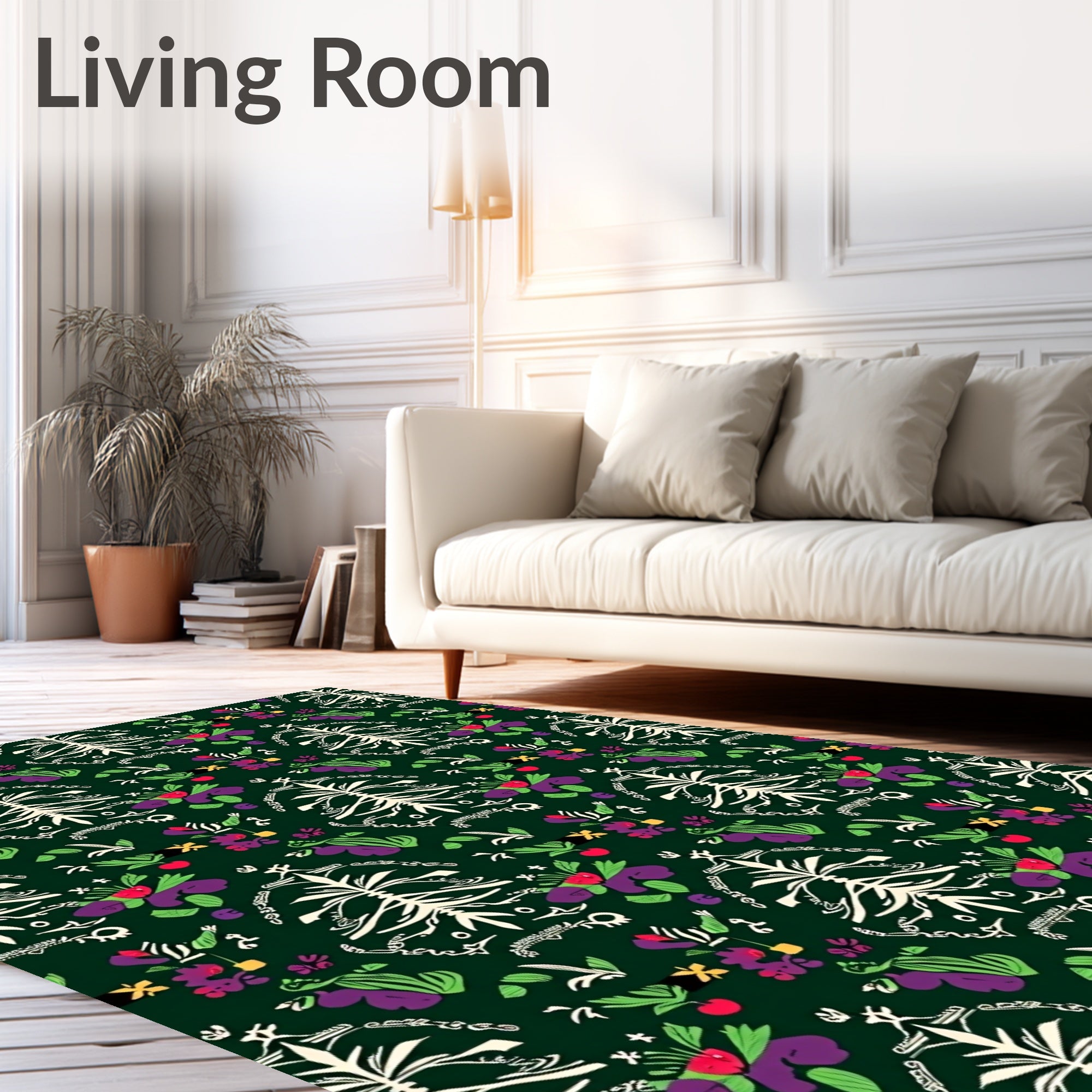 White Tree Floral Folk Art Rug