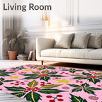 Pink Festive Holly Berry Star Rug