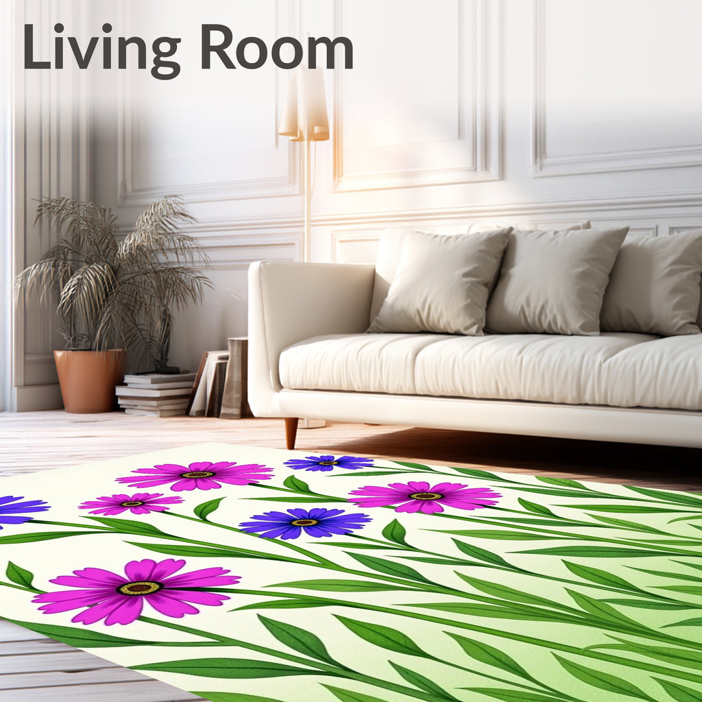 Vibrant Purple Pink Floral Garden Rug