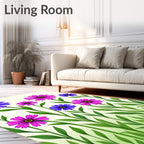 Vibrant Purple Pink Floral Garden Rug