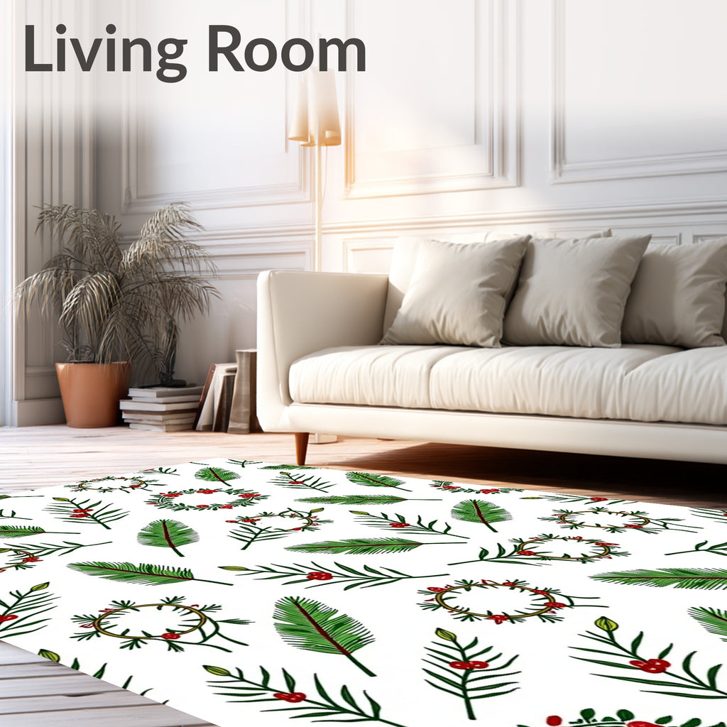 Green Berry Wreath And Leaf Spread Rug