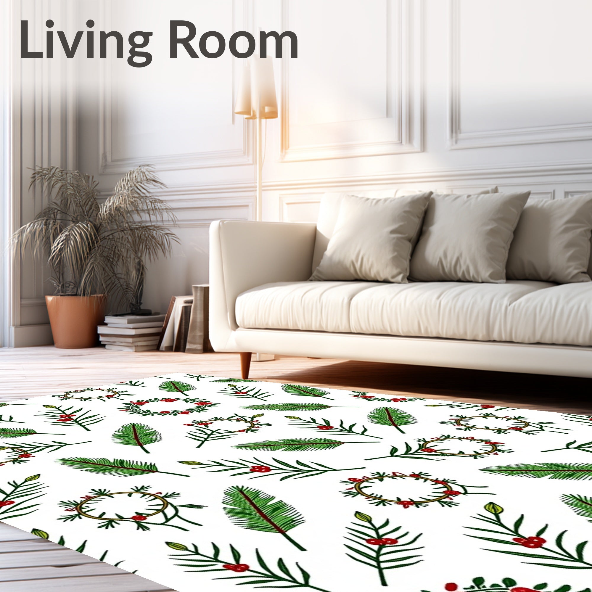 Green Berry Wreath And Leaf Spread Rug