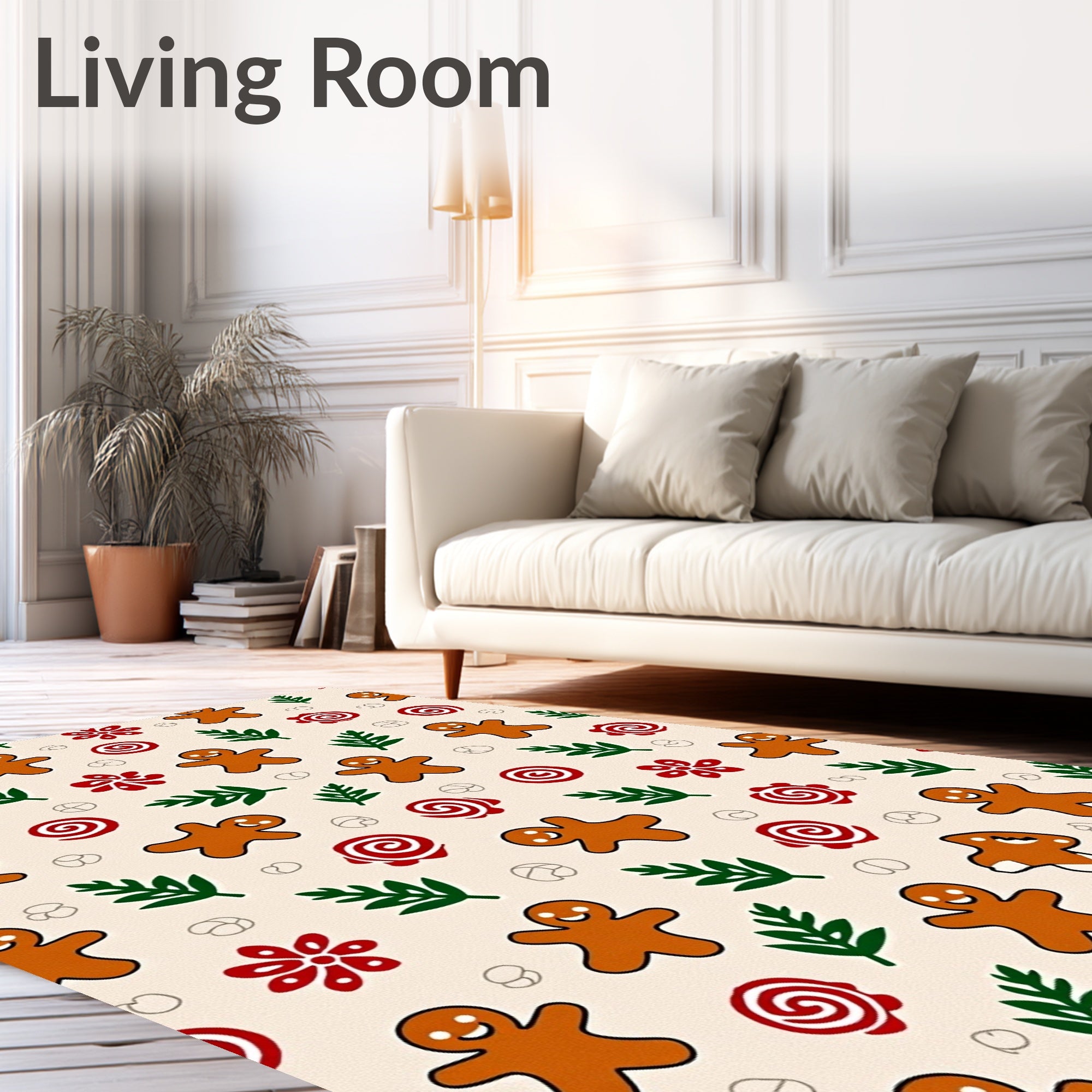 Gingerbread Men Holiday Swirl Confetti Rug