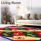 Festive Christmas Animals Geometric Overlay Rug