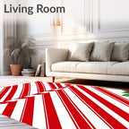 Red White Candy Cane Stripe Rug