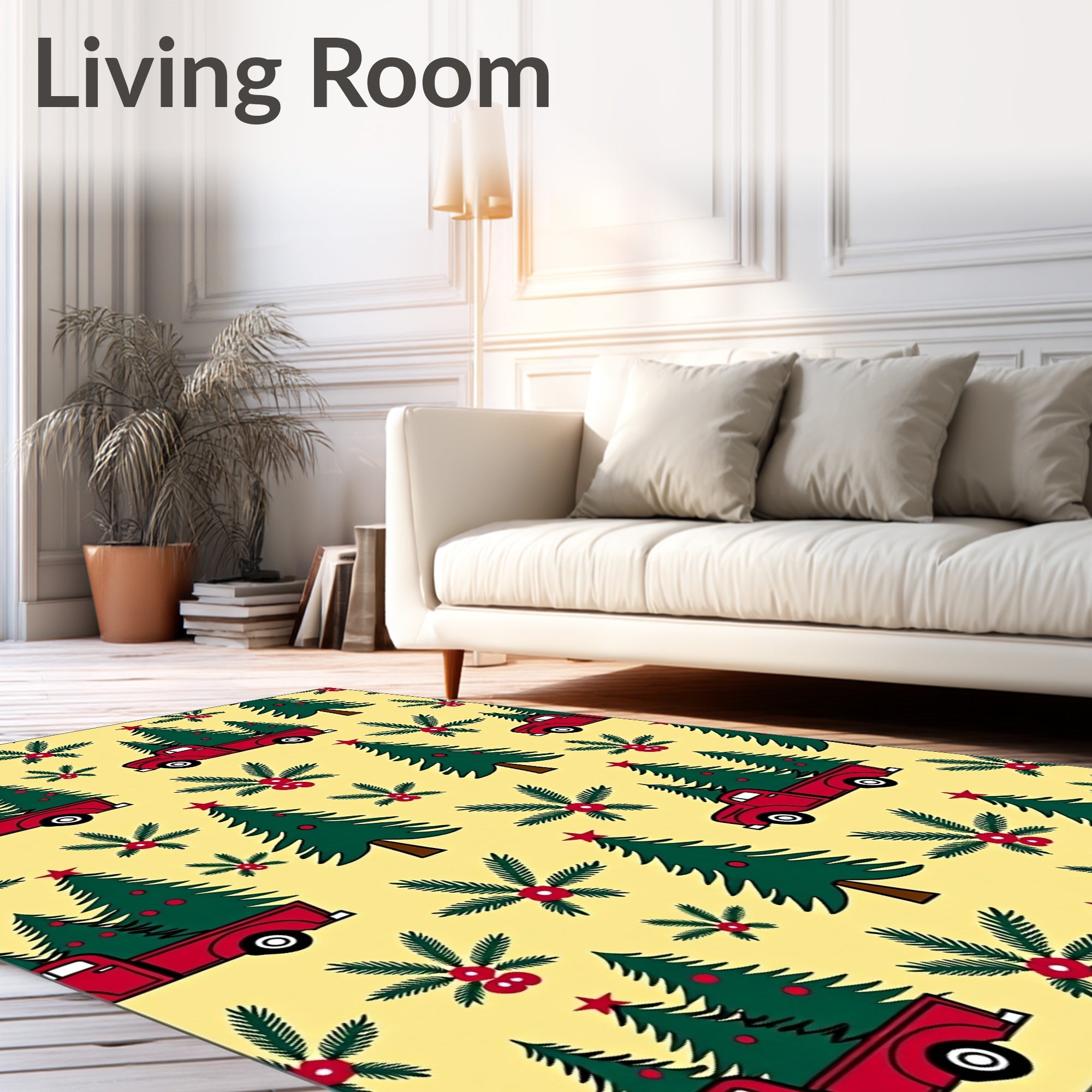 Red Truck Christmas Tree Garland Rug