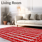 Crimson Red White Tree Stripes Rug