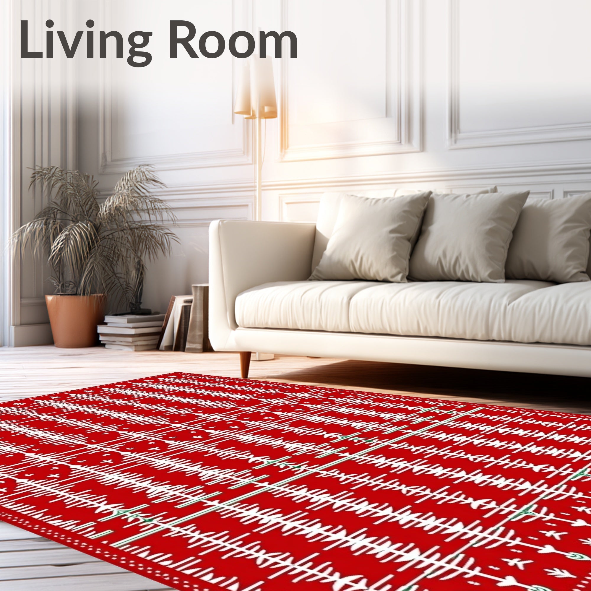 Crimson Red White Tree Stripes Rug