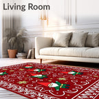 Festive Red Gnome Swirl Accent Rug