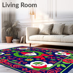 Whimsical Blue Gnome Christmas Rug