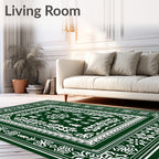 Forest Green Snowflake Pine Tree Medallion Rug