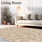 Golden Fern Branches on Blush Background Rug