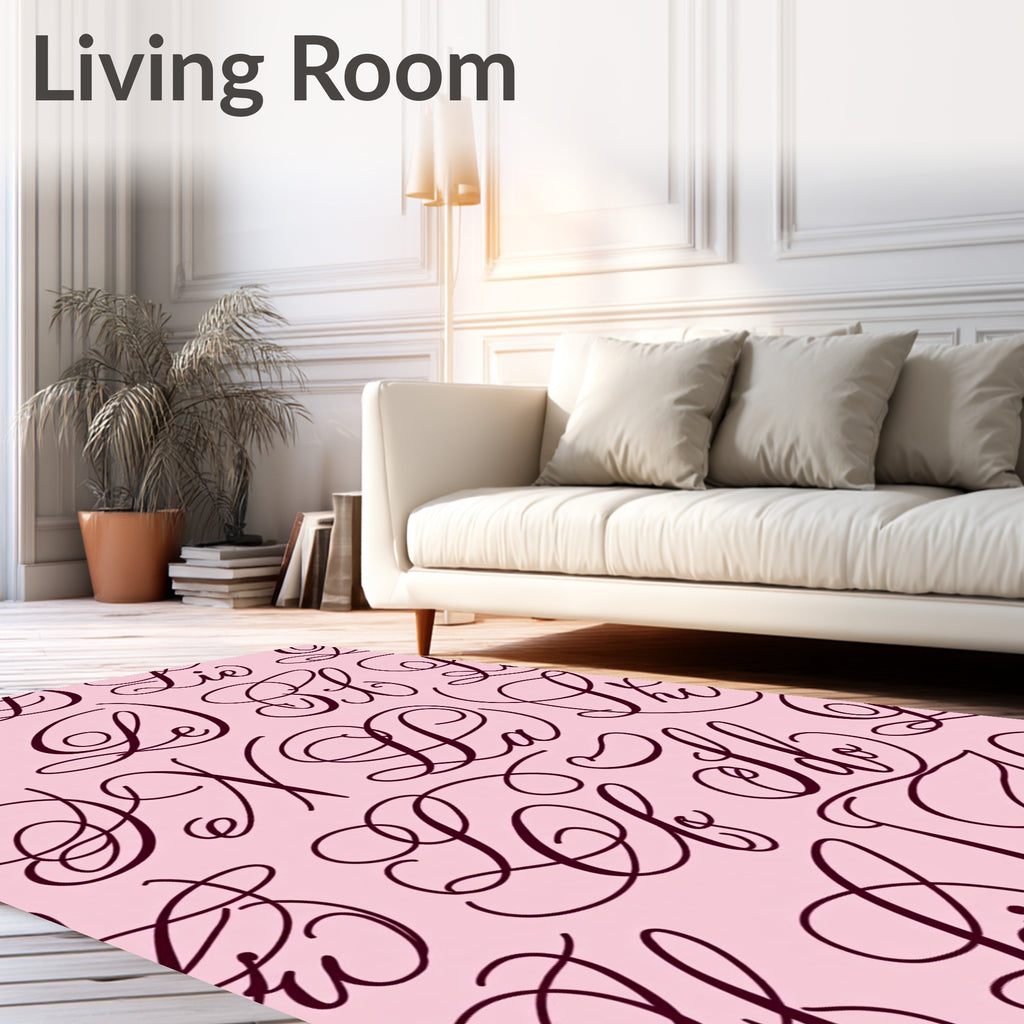 Elegant Script Monogram Pink Rug