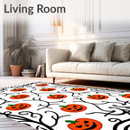 Spooky Orange Jack O Lantern Garland Rug