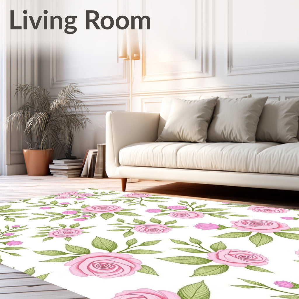 Pink Floral Garden Sprigs Rug
