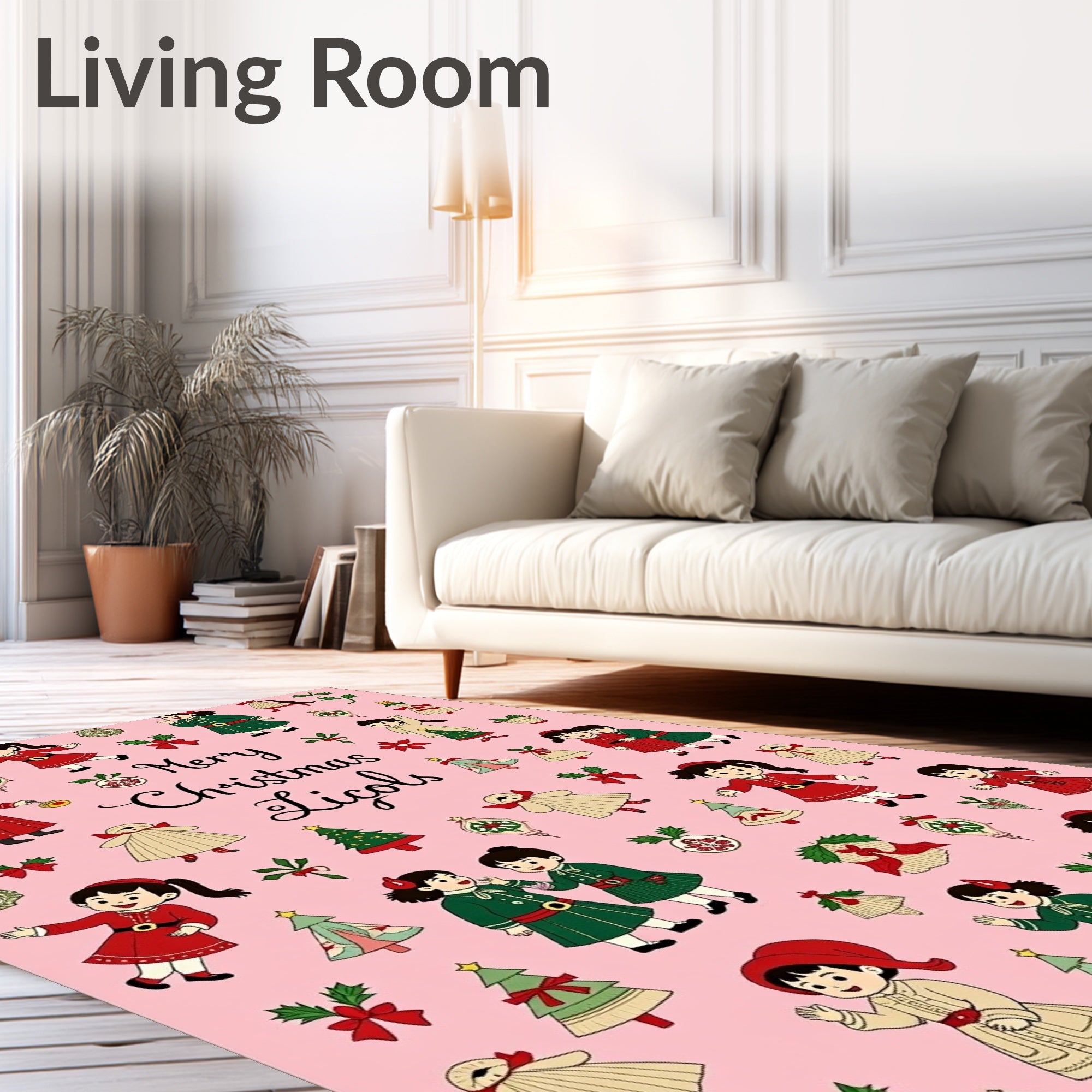 Cute Christmas Girls Red Green Collection Rug